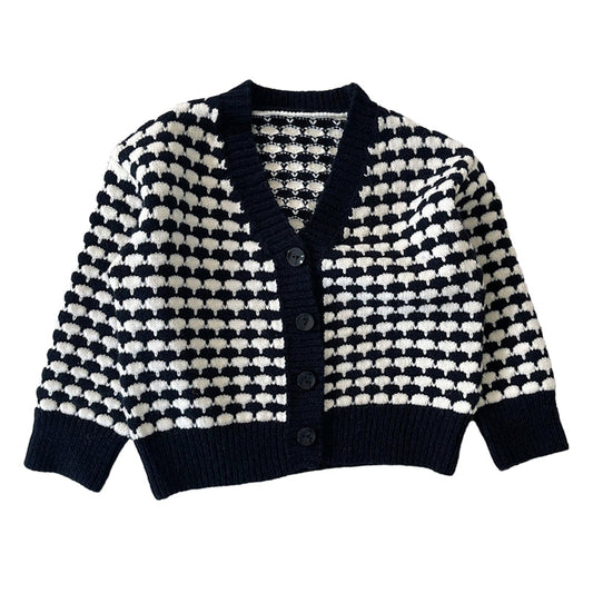 Baby Kid Boys Color-blocking Checked Cardigan Knitwear