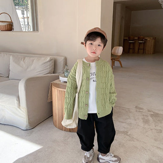 Baby Kid Boys Solid Color Cardigan Knitwear