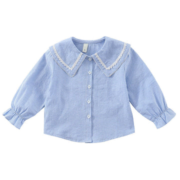 Baby Kid Girls Solid Color Striped Blouses