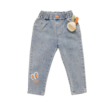 Baby Kid Girls Cartoon Print Jeans