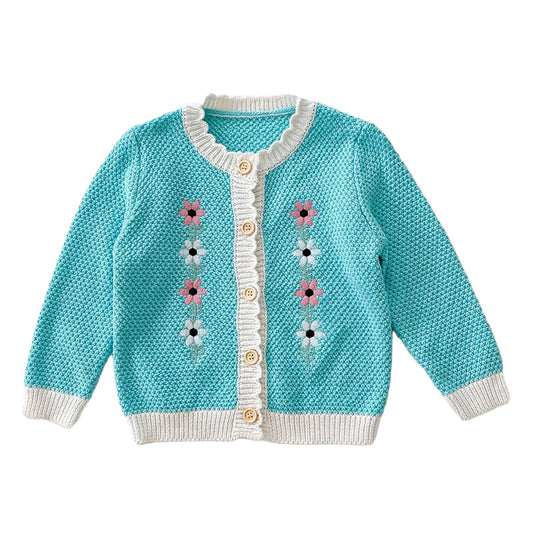 Baby Kid Girls Flower Crochet Cardigan Knitwear And Rompers