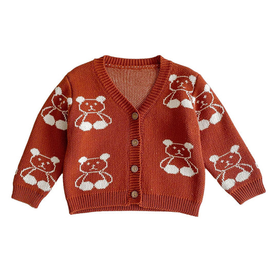 Baby Kid Unisex Cartoon Crochet Cardigan And Rompers