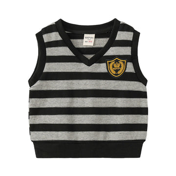 Baby Kid Boys Striped Embroidered Vests Waistcoats