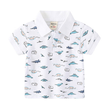 Baby Kid Boys Dinosaur Cartoon Print Polo Shirts