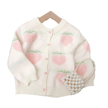 Baby Kid Girls Fruit Love heart Crochet Cardigan