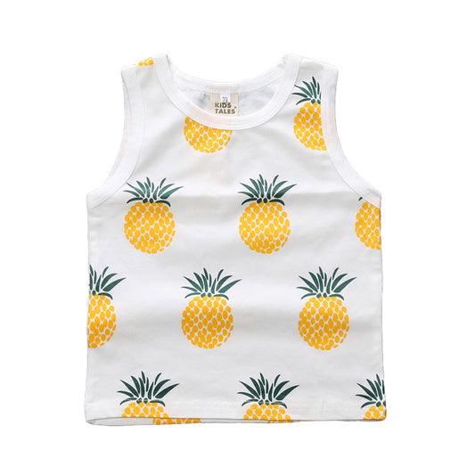 Baby Kid Girls Boys Fruit Cartoon Print Tank Tops