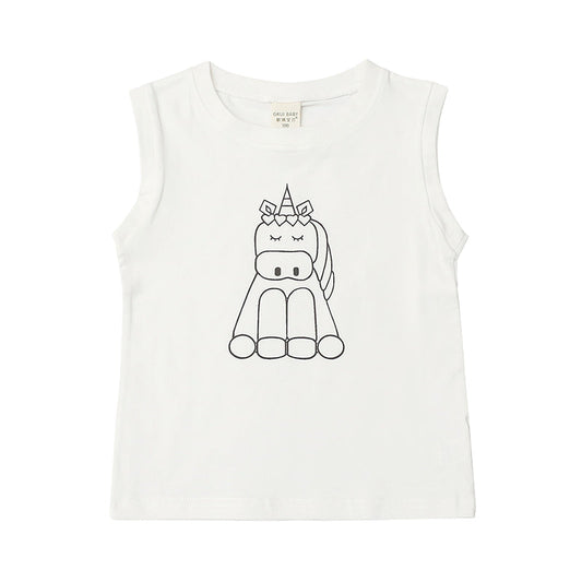 Baby Kid Girls Unicorn Print Tank Tops