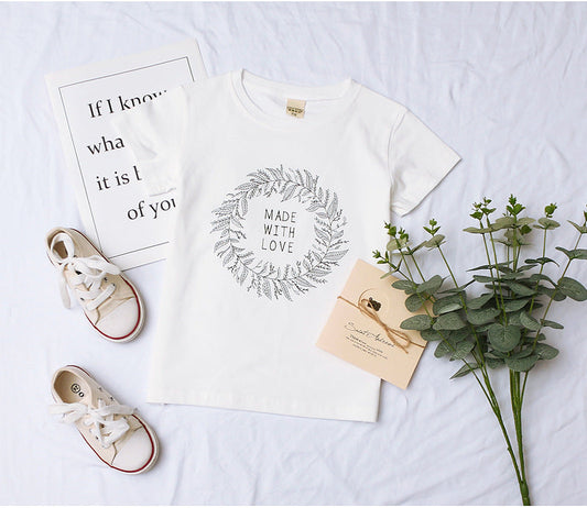 Baby Kid Unisex Letters Plant Print T-Shirts