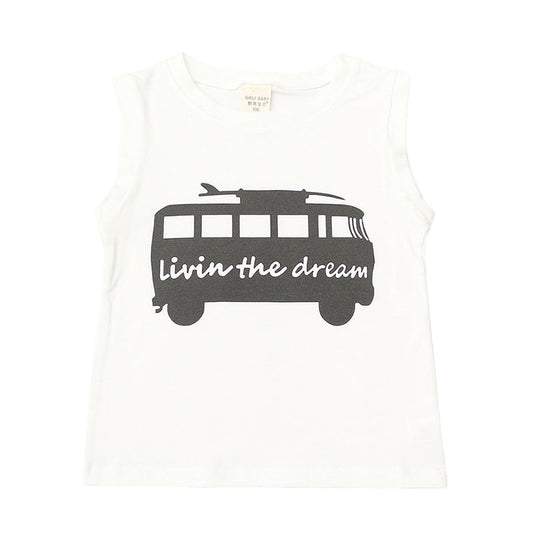 Baby Kid Unisex Letters Car Print Tank Tops