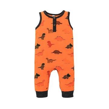 Fashion Baby Kid Unisex Letters Dinosaur Star Print Jumpsuits