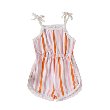 Baby Kid Girls Striped Flower Print Rompers