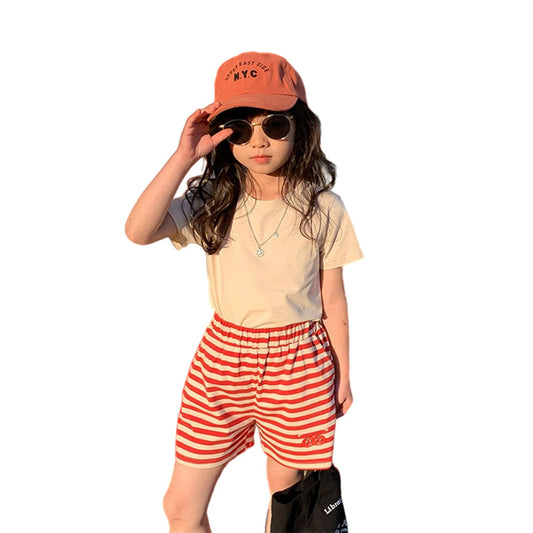 Baby Kid Girls Striped Fruit Cartoon Print Shorts