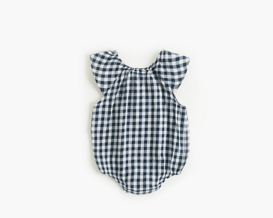 Baby Kid Girls Checked Bow Print Rompers