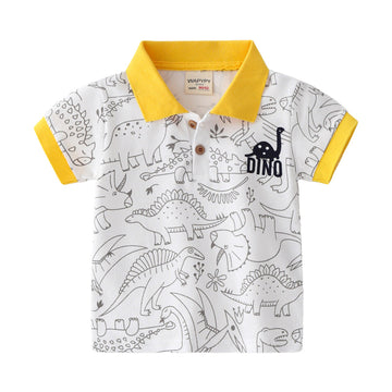 Baby Kid Boys Striped Dinosaur Polo Shirts