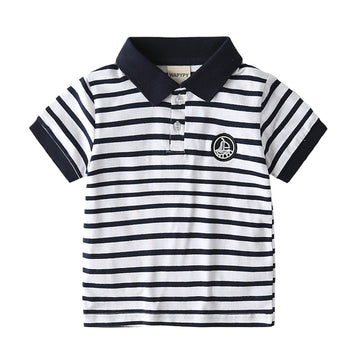 Baby Kid Boys Striped Embroidered Polo Shirts