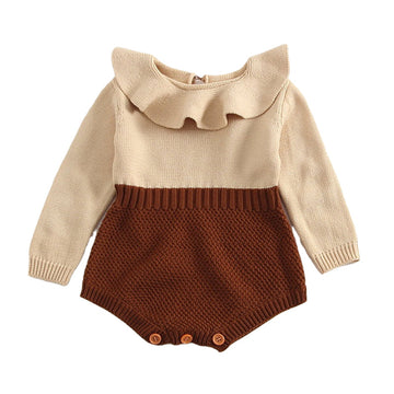 Baby Kid Unisex Color-blocking Crochet Rompers