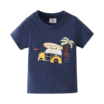 Baby Kid Boys Car Cartoon Plant Embroidered T-Shirts