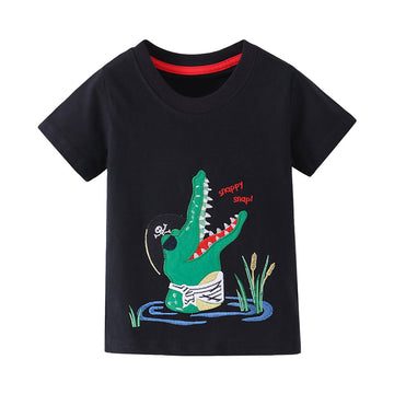 Baby Kid Boys Letters Dinosaur Plant Embroidered T-Shirts