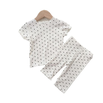 2 Pieces Set Baby Kid Girls Polka dots Print T-Shirts And Pants