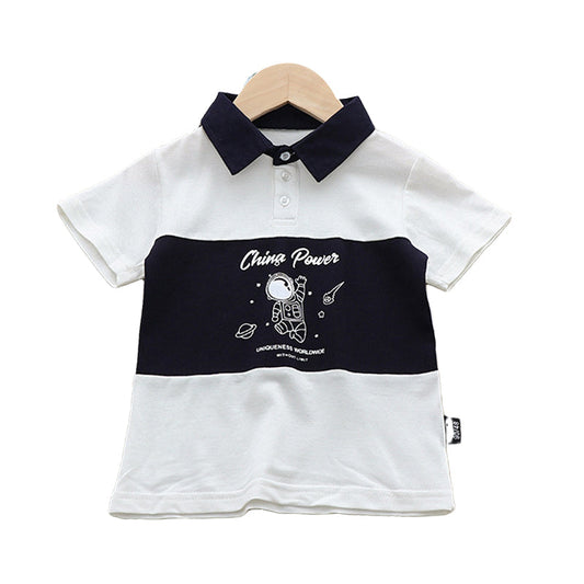 Baby Kid Unisex Letters Color-blocking Print Polo Shirts