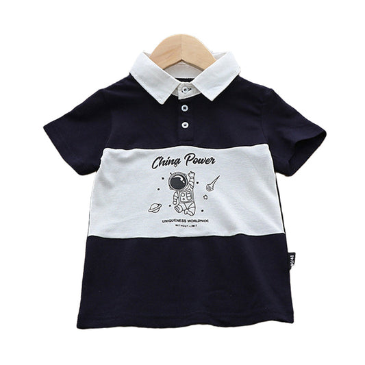 Baby Kid Unisex Letters Color-blocking Print Polo Shirts