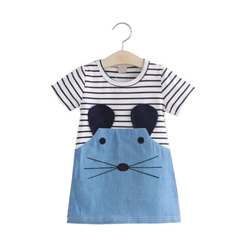 Baby Kid Girls Striped Animals Print Dresses