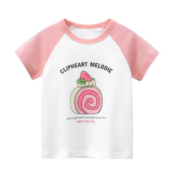 Baby Kid Girls Color-blocking Print T-Shirts