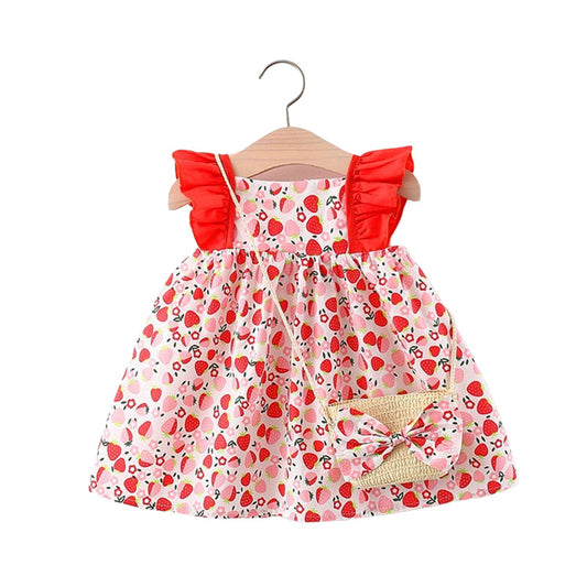 Baby Kid Girls Fruit Print Dresses And Bag