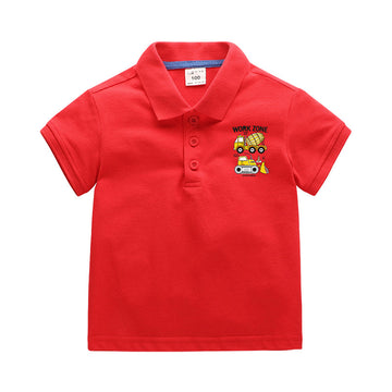 Baby Kid Boys Letters Car Cartoon Print Polo Shirts