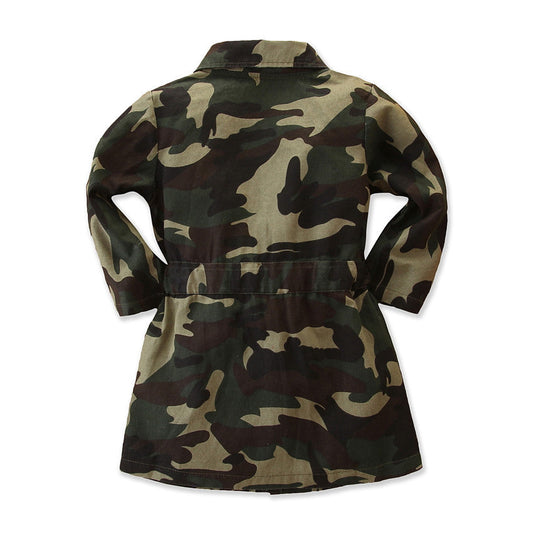 Baby Kid Girls Camo Ribbon Coats