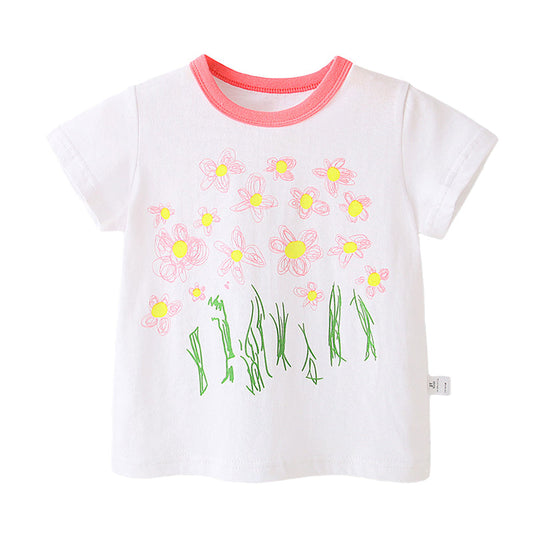 Baby Kid Girls Flower Print T-Shirts