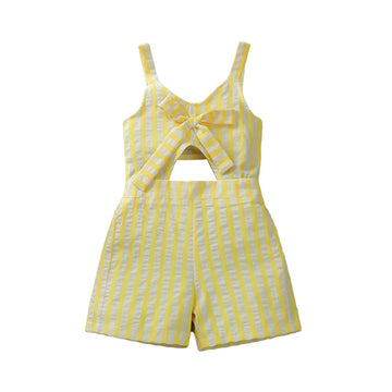 Baby Kid Girls Striped Bow Rompers