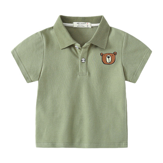 Baby Kid Unisex Solid Color Animals Print Polo Shirts