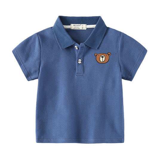 Baby Kid Unisex Solid Color Animals Print Polo Shirts