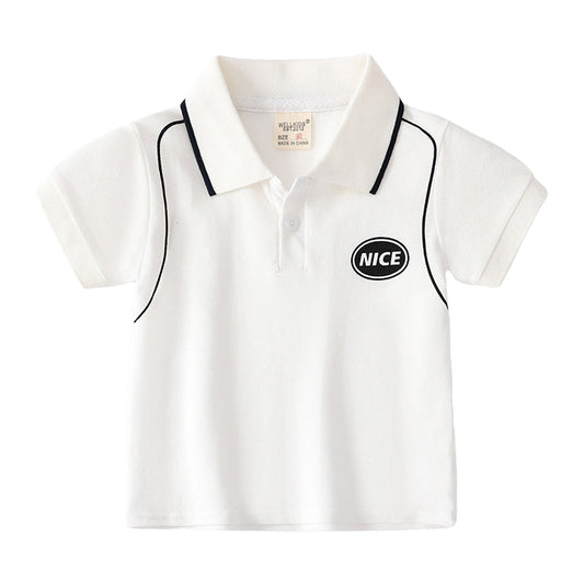 Baby Kid Boys Letters Color-blocking Print Polo Shirts