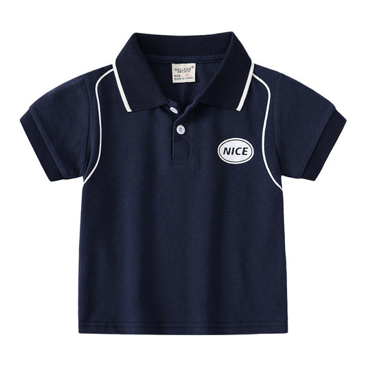 Baby Kid Boys Letters Color-blocking Print Polo Shirts