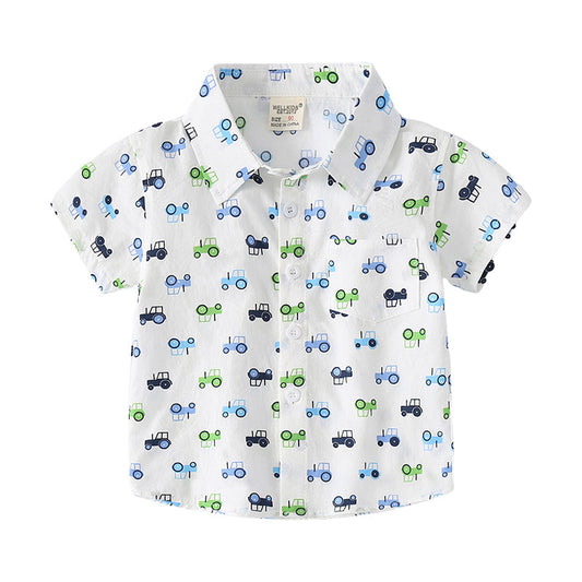 Baby Kid Boys Car Cartoon Print Shirts