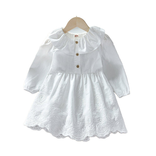 Baby Kid Big Kid Girls Solid Color Embroidered Dresses