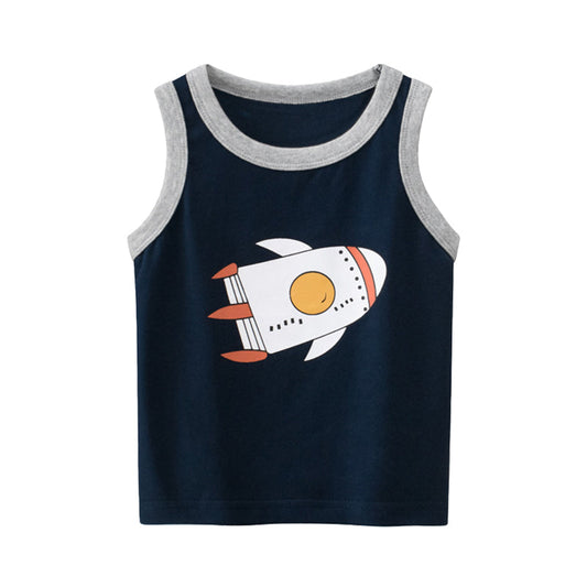 Baby Kid Boys Car Cartoon Print Tank Tops