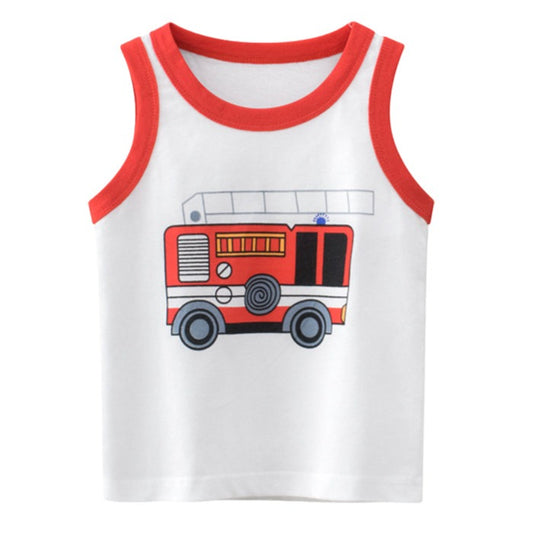 Baby Kid Boys Car Cartoon Print Tank Tops