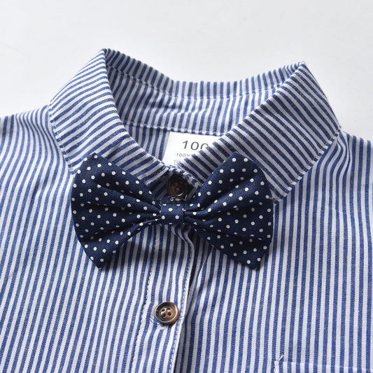 Baby Kid Boys Striped Bow Shirts