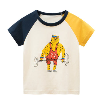 Baby Kid Boys Color-blocking Cartoon Print T-Shirts