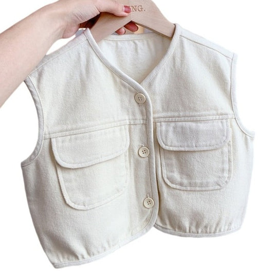 Baby Kid Girls Solid Color Polka dots Vests Waistcoats