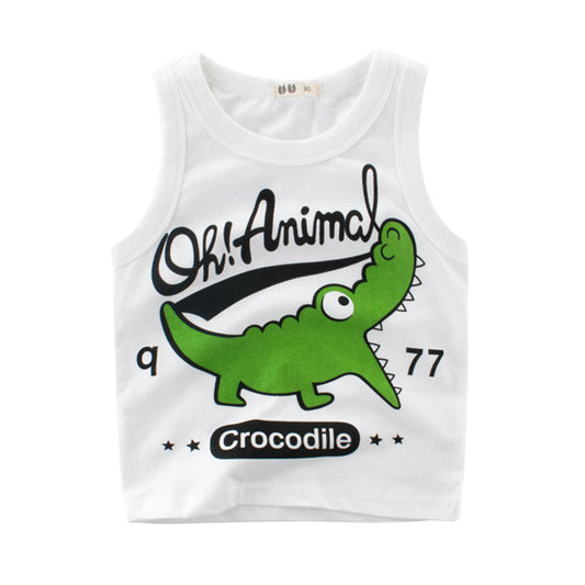 Baby Kid Boys Dinosaur Cartoon Print Tank Tops