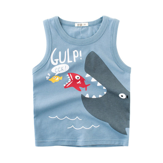 Baby Kid Boys Cartoon Print Tank Tops