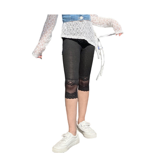 Fashion Kid Girls Solid Color Lace Pants Leggings