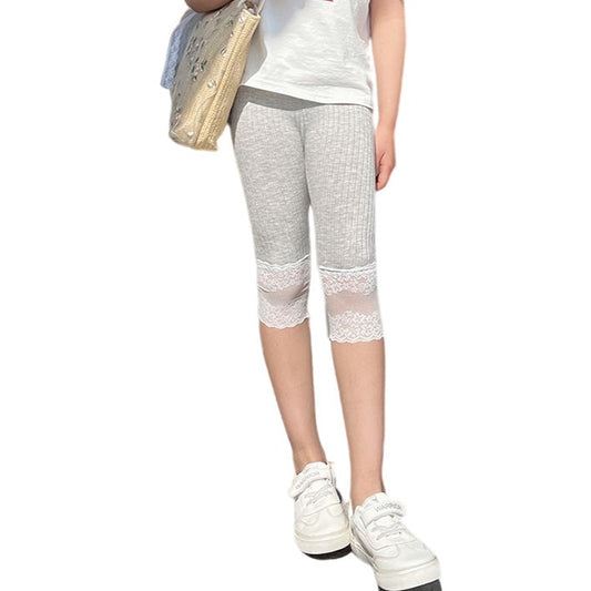 Fashion Kid Girls Solid Color Lace Pants Leggings