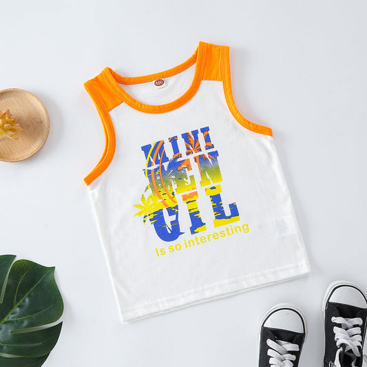 Baby Kid Boys Letters Print Tank Tops