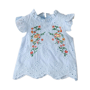 Baby Kid Girls Flower Embroidered Tank Tops