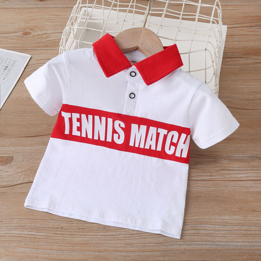 Kid Unisex Letters Color-blocking Print Polo Shirts